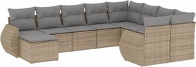 vidaXL 10 részes bézs polyrattan kerti ülőgarnitúra párnával
