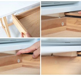 Luka fehér íróasztal kőrisfa lábakkal, hossz 65 cm - Ragaba