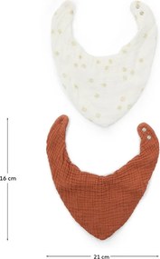 Krémszínű-terrakotta színű pamut nyálfogó készlet 2 db-os Olna – Kave Home