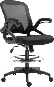 Vinsetto Ergonomikus Irodai Szék Forgatható Íróasztali Szék Felhajtható Karfa és Állítható Lábgyűrűvel, Magasságban Állítható, Hálós Fekete | Aosom