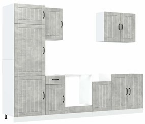 vidaXL 7 részes konyhai szekrény szett Lucca betonszürke műszaki fa