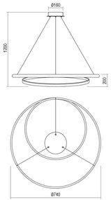 Redo 01-1795 - Dimmelhető sodronyos LED csillár TORSION LED/40W/230V fehér
