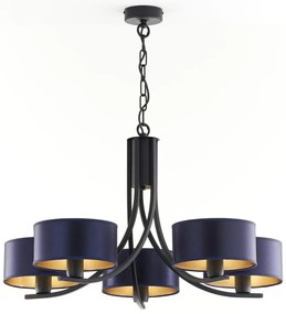Jupiter 2101 - ARTHUR láncra akasztható csillár 5xE27/15W/230V kék/fekete