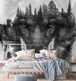 Gario Fotótapéta A farkas tükrözodik a tó felszínén Anyag: Vlies, Méret: 200 x 200 cm
