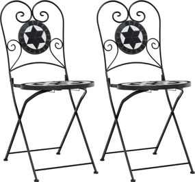 vidaXL 2 db összecsukható fekete és fehér kerámia bisztrószék