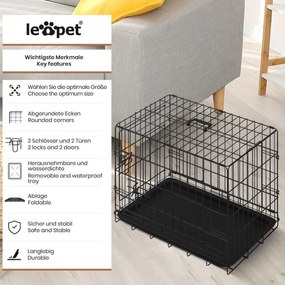 Leopet® Összecsukható kutyaketrec 121x74 x75,5 cm XXL fekete