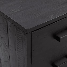 fekete újrahasznosított tömör fenyőfa tárolópad 110x35x45 cm