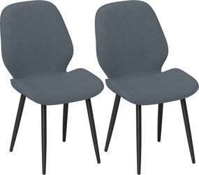 HOMCOM 2 db modern konyhai étkezőszék fém lábakkal, ívelt háttámlával és párnázott ülőfelülettel étkezőbe, hálószobába, nappaliba, szürke | Aosom