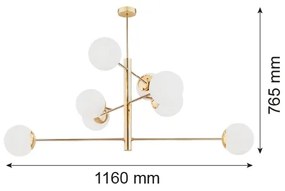 Argon 5043 - Csillár rúdon CAMERON 8xE27/15W/230V sárgaréz