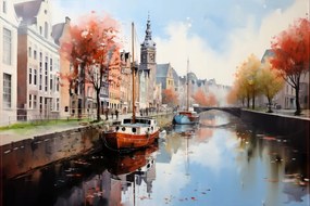 Vászonkép Canvas Város Óváros Bérházak Csatorna Híd Kilátás 60x40