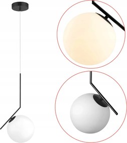 Modern Függő Lámpa Fekete Tejes Lámpabúra E27 Geometrikus