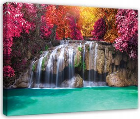 Vászonkép Vízesés Erdő Tájkép Természet Hálószoba Nappali Vászon 100x70