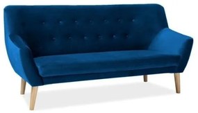 Nordic III Velvet kanapé, kék / természetes fa