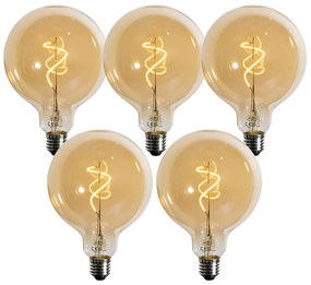 5 darabos E27 dimmelhető LED spirál izzószálas G125 arany 4W 270LM 2200K izzókészlet