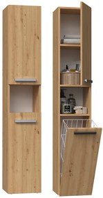 Shannan Nel III fürdőszoba szekrény, 31x174x30 cm, tölgy