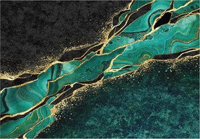 Flizelin fotótapéta Márvány Smaragd Zöld Arany Türkiz 350x250 +ragasztó