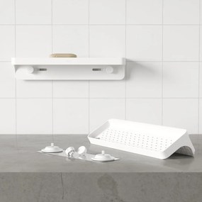 Fehér öntapadós újrahasznosított műanyag fürdőszobai polc Flex Adhesive – Umbra