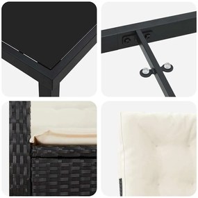 Kert étkező szett 5 pcs Fekete polirattan