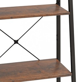 4 szintes sötétbarna és fekete állópolc 56 x 35 x 140 cm