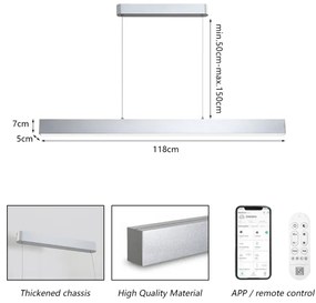 Brilagi-LED Dimmerelhető csillár SLEEKLINE SMART LED/40W/230V Wi-Fi Tuya ezüst+DO