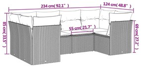 6 részes szürke polyrattan kerti ülőgarnitúra párnákkal