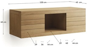 Natúr színű alacsony fali teakfa mosdó alatti szekrény 120x40 cm Yenit – Kave Home