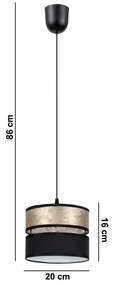 Csillár zsinóron LIMA 1xE27/60W/230V arany/fekete