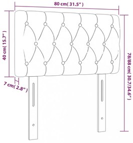sötétszürke szövet LED-es fejtámla 80 x 7 x 78/88 cm