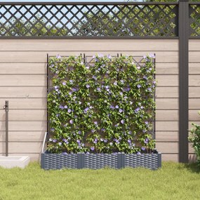 Kerti Cserép Trellis-szel 3 db Szürke 120x40x125.5 cm