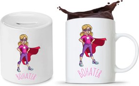 Gyerek Szett Lánya Fia Bögre Persely nyomott mintával