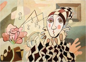 Kép - kubizmus -harlequin and rose (70x50 cm)