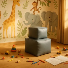 EMI kocka alakú szürke műbőr babzsákfotel