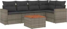 vidaXL 6 részes szürke polyrattan kerti ülőgarnitúra párnákkal