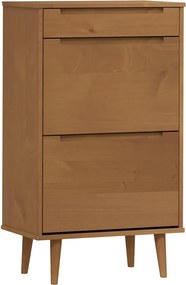 vidaXL MOLDE barna tömör fenyőfa cipőszekrény 59,5 x 35 x 103 cm