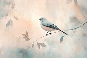 Vászonkép Canvas Madár Az Ágon Skandináv Stílus Pasztell 120x80