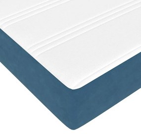 Ágykeret matracmal Sötétkék és fehér 90 x 190 cm Bársony