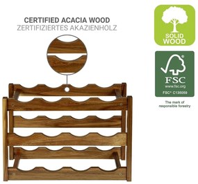 Natúr színű akácfa bortartó polcos állvány, palackok száma 12 42x28x21 cm Fondi – Wenko