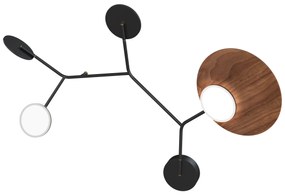 Ballon 5 B fali lámpa, többféle változatban - TUNTO Modell: fehér keret és burkolat, diófa rétegelt lemez panel