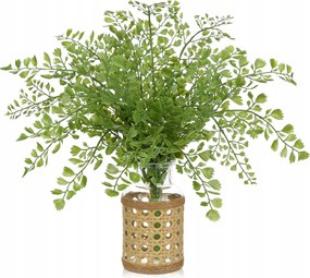 Mesterséges páfrány üvegvázában rattan kosárral 35 cm