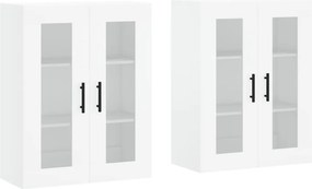 vidaXL 2 db fehér szerelt fa falra szerelhető szekrény