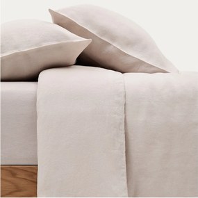 Szürkésbézs egyszemélyes hosszabbított lenkeverék ágyneműhuzat 150x220 cm Simmel – Kave Home