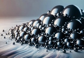 Fotótapéta - Fekete gömbök halmaza (147x102 cm)