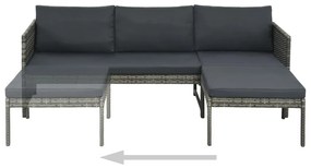 8 részes szürke polyrattan kerti bútorgarnitúra párnával