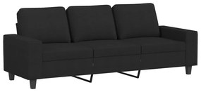 vidaXL 3 személyes fekete szövet kanapé lábtartóval 180 cm