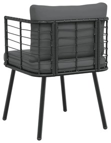 fekete polyrattan kerti szék párnákkal