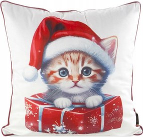 Karácsonyi díszpárnahuzat 45x45 cica cipzáras