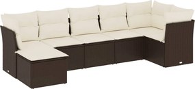 vidaXL 7 részes barna polyrattan kerti ülőgarnitúra párnákkal