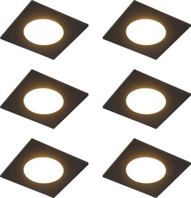 6 darabos modern süllyesztett spotlámpa szett fekete LED-del, 3 lépésben dimmelhető IP65 - Simply