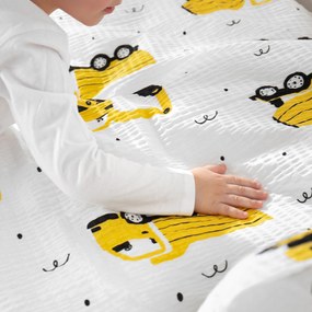 Goldea gyermek krepp ágyneműhuzat - kotrógépek és építkezési eszközök 140 x 200 és 70 x 90 cm