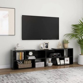 Magasfényű fekete forgácslap tv-szekrény 149 x 30 x 52 cm